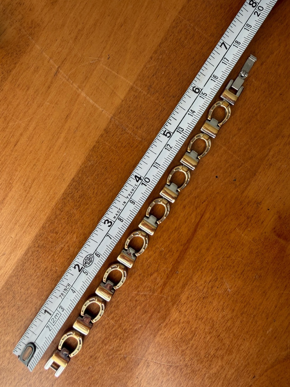 Sabona of London magnetic horseshoe bracelet w/ stainless steel & 18K GP accents
